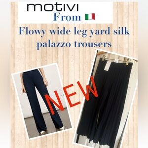 NEW Motivi from Italy wide leg cotton /silk palazzo trousers/expandable waist!!!